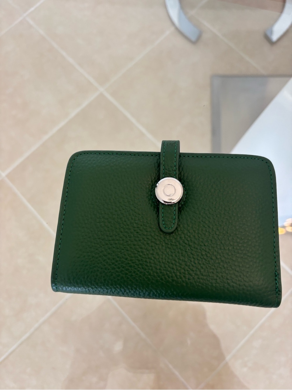Green Leather Snap Wallet